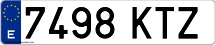 Ejemplo de matrícula de coche ordinaria 7498 KTZ