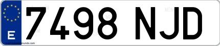 Ejemplo de matrícula española 7498 NJD