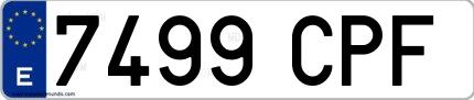 Ejemplo de matrícula española 7499 CPF