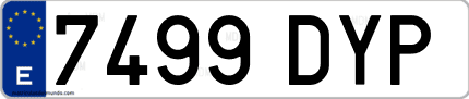Ejemplo de matrícula de coche ordinaria 7499 DYP