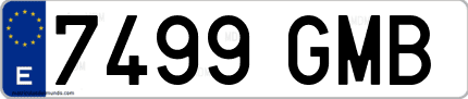 Ejemplo de matrícula de coche ordinaria 7499 GMB