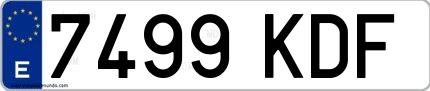 Ejemplo de matrícula española 7499 KDF