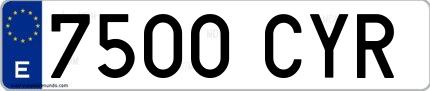 Ejemplo de matrícula española 7500 CYR