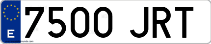 Ejemplo de matrícula de coche ordinaria 7500 JRT