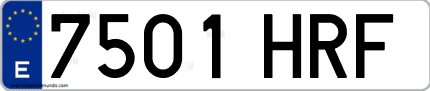 Ejemplo de matrícula de coche ordinaria 7501 HRF