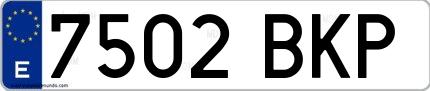 Ejemplo de matrícula española 7502 BKP