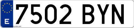 Ejemplo de matrícula de coche ordinaria 7502 BYN
