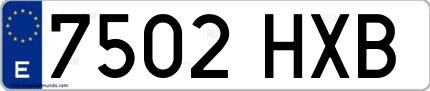 Ejemplo de matrícula española 7502 HXB