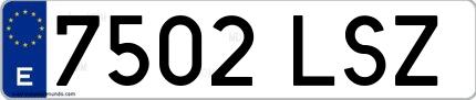 Ejemplo de matrícula española 7502 LSZ
