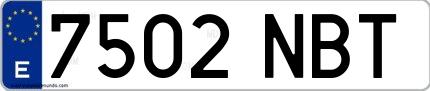 Ejemplo de matrícula española 7502 NBT