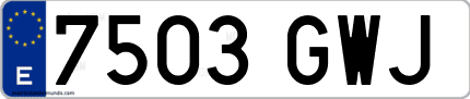 Ejemplo de matrícula de coche ordinaria 7503 GWJ