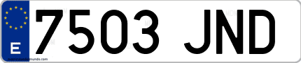 Ejemplo de matrícula de coche ordinaria 7503 JND