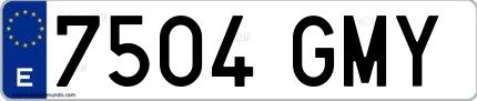 Ejemplo de matrícula española 7504 GMY