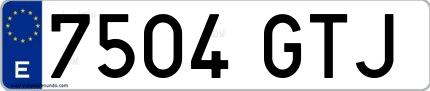 Ejemplo de matrícula española 7504 GTJ