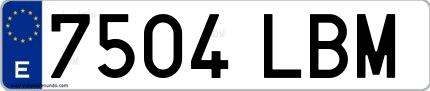 Ejemplo de matrícula española 7504 LBM