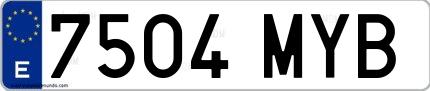 Ejemplo de matrícula española 7504 MYB