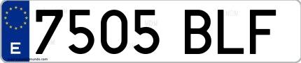 Ejemplo de matrícula española 7505 BLF