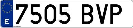 Ejemplo de matrícula española 7505 BVP