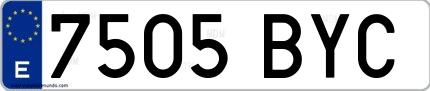 Ejemplo de matrícula española 7505 BYC