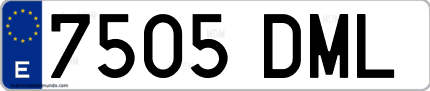 Ejemplo de matrícula de coche ordinaria 7505 DML