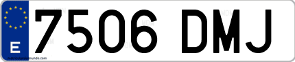 Ejemplo de matrícula de coche ordinaria 7506 DMJ