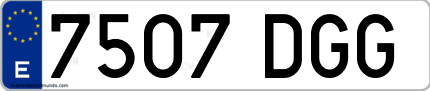 Ejemplo de matrícula de coche ordinaria 7507 DGG