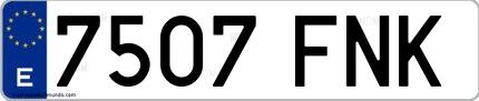 Ejemplo de matrícula española 7507 FNK