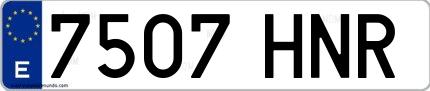 Ejemplo de matrícula española 7507 HNR
