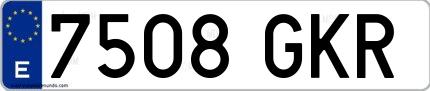 Ejemplo de matrícula española 7508 GKR