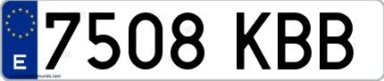 Ejemplo de matrícula española 7508 KBB
