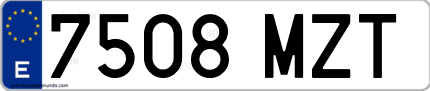 Ejemplo de matrícula de coche ordinaria 7508 MZT