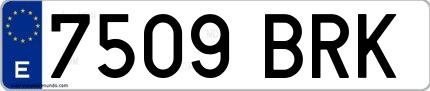Ejemplo de matrícula española 7509 BRK
