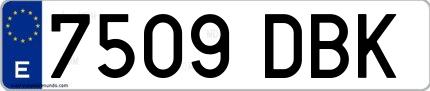 Ejemplo de matrícula española 7509 DBK
