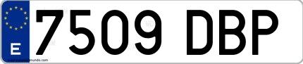 Ejemplo de matrícula española 7509 DBP