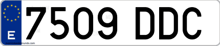 Ejemplo de matrícula de coche ordinaria 7509 DDC