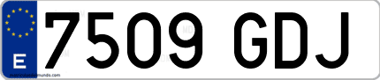 Ejemplo de matrícula de coche ordinaria 7509 GDJ