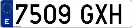 Ejemplo de matrícula española 7509 GXH
