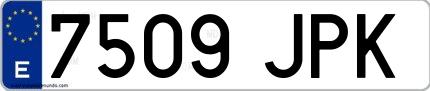 Ejemplo de matrícula española 7509 JPK