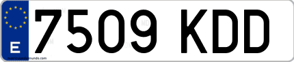 Ejemplo de matrícula de coche ordinaria 7509 KDD