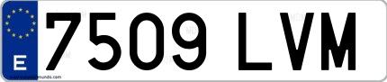 Ejemplo de matrícula española 7509 LVM
