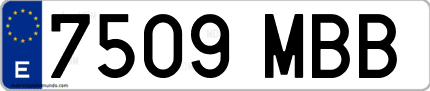 Ejemplo de matrícula de coche ordinaria 7509 MBB