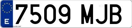 Ejemplo de matrícula española 7509 MJB