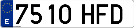 Ejemplo de matrícula de coche ordinaria 7510 HFD