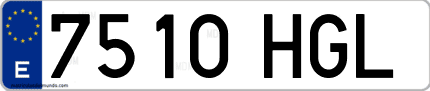Ejemplo de matrícula de coche ordinaria 7510 HGL
