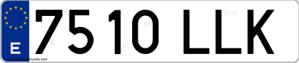 Ejemplo de matrícula de coche ordinaria 7510 LLK