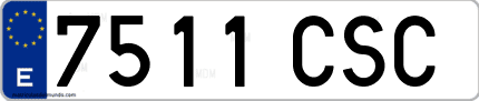 Ejemplo de matrícula de coche ordinaria 7511 CSC