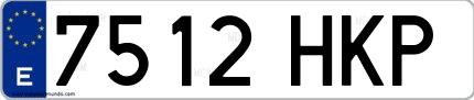 Ejemplo de matrícula española 7512 HKP