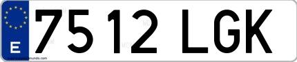 Ejemplo de matrícula española 7512 LGK