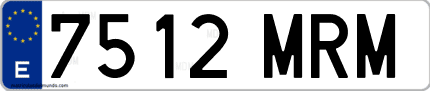 Ejemplo de matrícula de coche ordinaria 7512 MRM