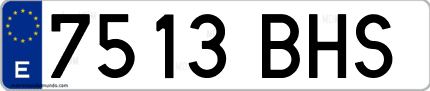 Ejemplo de matrícula de coche ordinaria 7513 BHS